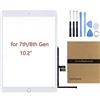 Hedywei Schermo Tattile di Ricambio per iPad 7 Gen A2197 A2198 A2200 (2019 10.2 inch) Touch Screen Digitizer con Kit utensile (Bianco)