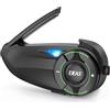 EJEAS Q8 Mesh Interphone Moto Bluetooth Couple Étanche Casque Interphone jusqu'à 6 Motards avec Partage de Musique, Annulation du Bruit, Universel (1 Paquet)
