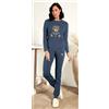 Hollywood Milano Pigiama donna Hollywood Milano serafino caldo cotone interlock HPA103, AVION