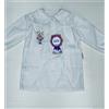 Ambrosino Grembiule asilo bambina con abbottonatura centrale Ambrosino ricamo Bimba Con Occhiali R307, BIANCO