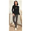 Hollywood Milano Pigiama donna Hollywood Milano serafino caldo cotone interlock HPA109, NERO