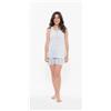 Gary Pigiama calibrato donna canotta pantaloncino Gary puro cotone R55036CONF, CIELO
