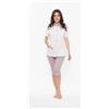 Gary Pigiama aperto donna Jersey mezza manica pinocchietto Gary R55106, LATTE