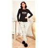 Nottingham Pigiama donna Nottingham serafino caldo cotone interlock NPA523, NERO