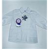 Ambrosino Grembiule asilo bambino con abbottonatura laterale Ambrosino ricamo Calcio R501, BIANCO