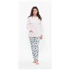 Gary Pigiama donna aperto Jersey Gary puro cotone R50111, ROSA