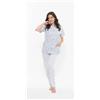 Gary Pigiama donna Jersey aperto Gary mezza manica pantalone lungo R50033, CIELO