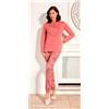Nottingham Pigiama donna Nottingham serafino caldo cotone interlock NPA386, ROSA ANTICO