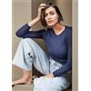 Sublyme Maglia donna a costina manica lunga collo tondo Sublyme in modal cashmere ultra light 4312, NERO