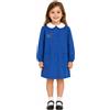 Siggi Grembiule scuola elementare blu bambina Siggi Made in Italy ricamo Hello Friend 4061, BLU