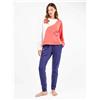 Gisela Pigiama donna Gisela felpato 20327, Blu,Bianco,Plaid,Floreale