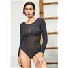 Sublyme Maglia donna a body manica lunga collo tondo Sublyme in modal cashmere ultra light 1411, NERO