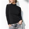 Jadea Maglia da donna modello lupetto viscosa a coste Jadea 4656, NERO