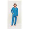 Gary Pigiama uomo lungo Jersey aperto Gary puro cotone U60003, BLU ACCIAIO