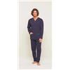 Gary Pigiama uomo lungo Jersey aperto Gary puro cotone U60032, BLU