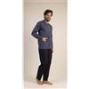 Gary Pigiama uomo aperto Gary calibrato jersey puro cotone 6241CONF, BLU