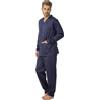 Gary Pigiama uomo lungo Jersey aperto Gary puro cotone CB640082, BLU