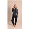 Gary Pigiama donna invernale collo alto punto Milano Gary flanellato 5186, BLU