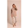 Gary Pigiama donna invernale serafino punto Milano Gary flanellato 5150, TABACCO