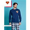 Sabor Pigiama puro cotone uomo Superman DCM7768, BLU MEDIO