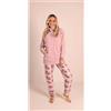 Gary Pigiama donna invernale aperto con zip in punto Milano Gary flanellato 5122, POLVERE