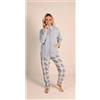 Gary Pigiama donna invernale aperto con zip in punto Milano Gary flanellato 5122, NEBBIA