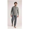 Gary Pigiama uomo lungo Jersey serafino Gary puro cotone 6190, VERDE MILITARE