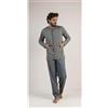 Gary Pigiama uomo lungo Jersey aperto Gary puro cotone 6191, VERDE MILITARE