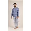 Gary Pigiama uomo lungo Jersey aperto Gary puro cotone 6191, AVIO