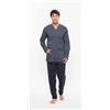 Gary Pigiama uomo aperto Jersey Gary puro cotone R60043, BLU
