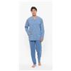 Gary Pigiama uomo lungo Jersey aperto Gary puro cotone R60003, ACCIAIO