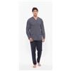 Gary Pigiama uomo lungo Jersey aperto Gary puro cotone R60003, BLU