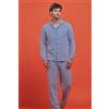 Noidinotte Pigiama aperto uomo puro cotone Noidinotte Rigato FC2449AB, CELESTE