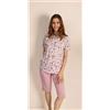 Gary Pigiama aperto mezza manica pinocchietto donna Jersey Gary 5258, ROSA GLICINE