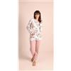 Gary Pigiama donna aperto invernale interlock Gary 5022, ROSA POLVERE
