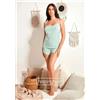 Nottingham Pigiama spallina donna Nottingham corto in cotone PG49940, VERDE ACQUA
