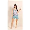 Gary Pigiama spallina stretta pantaloncino donna Jersey Gary 5348, ACQUAMARINA