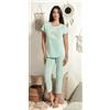 Nottingham Pigiama donna Nottingham mezza manica pinocchietto in cotone PG49938, VERDE ACQUA