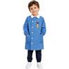 Pokemon Grembiule quadretti azzurri asilo bambino con abbottonatura laterale Pokemon G301, QUADRETTI AZZURRI