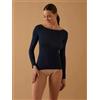 Jadea Maglia donna manica lunga scollo barca Jadea in modal e cashmere 4064, NERO
