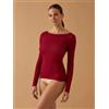 Jadea Maglia donna manica lunga scollo barca Jadea in modal e cashmere 4064, RUBINO