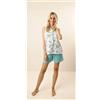Gary Pigiama calibrato donna spalla larga pantaloncino Gary puro cotone Z55039CONF, ACQUA MARINA