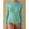 Jadea Maglia donna manica lunga scollo barca Jadea in modal e cashmere 4064, ACQUA MARINA