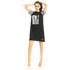 Nacshua Camicia da notte Maxi maglia cotone Nacshua donna mezza manica ERA 58947, NERO