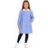 Siggi Grembiule scuola elementare celeste bambina Siggi Made in Italy ricamo Fiori 4217, CELESTE