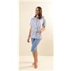 Gary Pigiama calibrato donna aperto mezza manica pinocchietto Gary puro cotone Z55046CONF, PESCO