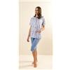 Gary Pigiama aperto mezza manica pinocchietto donna Jersey Gary Z55046, CIELO