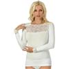Marlene Maglia manica lunga da donna in viscosa elasticizzata con pizzo Marlene 52955, BLU
