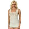 Marlene Maglia canotta da donna Marlene in viscosa elasticizzata con pizzo 52894, BIANCO