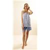 Gary Pigiama spalla larga pantaloncino donna Jersey Gary Z55049, CIELO
